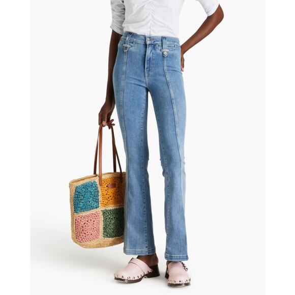 Veronica Beard Beverly Skinny Flare Jeans Lakeshore Wash Denim Size 30 - Picture 1 of 13